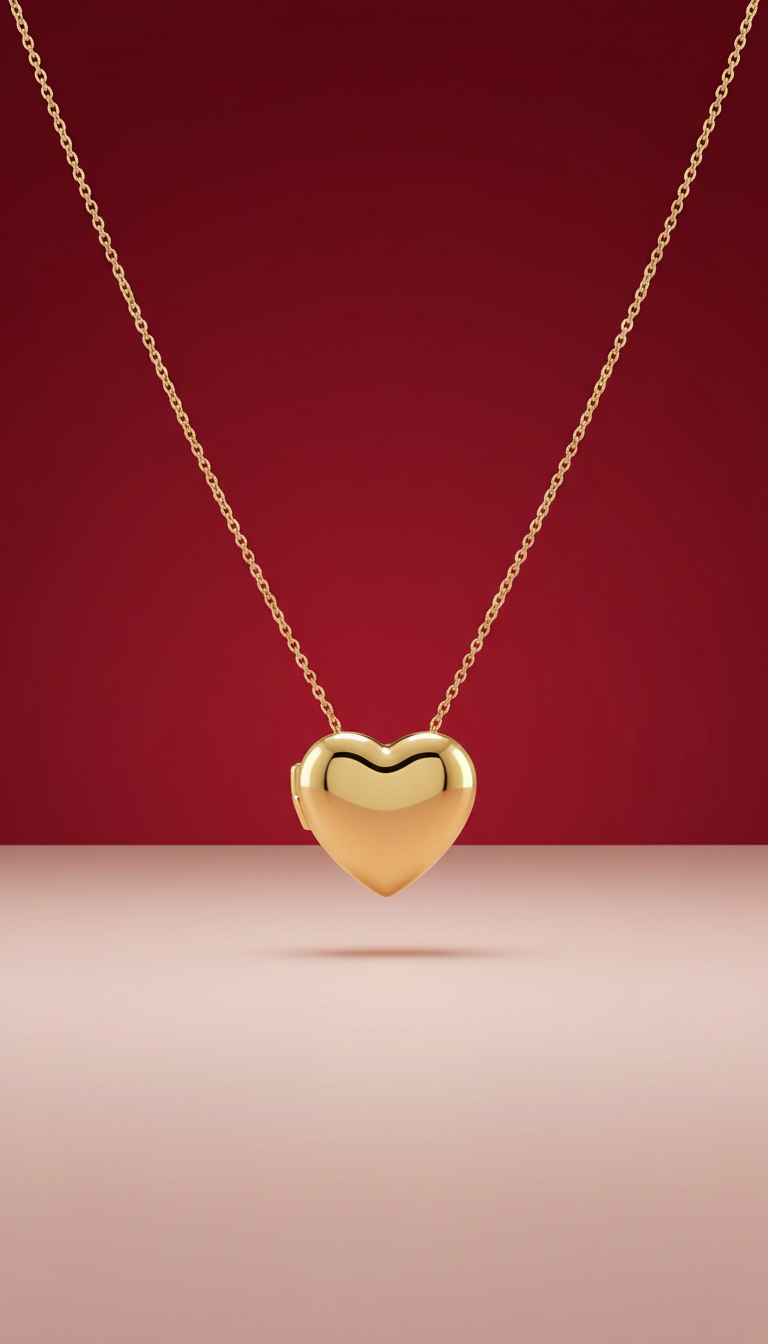 Gold Heart Locket Necklace