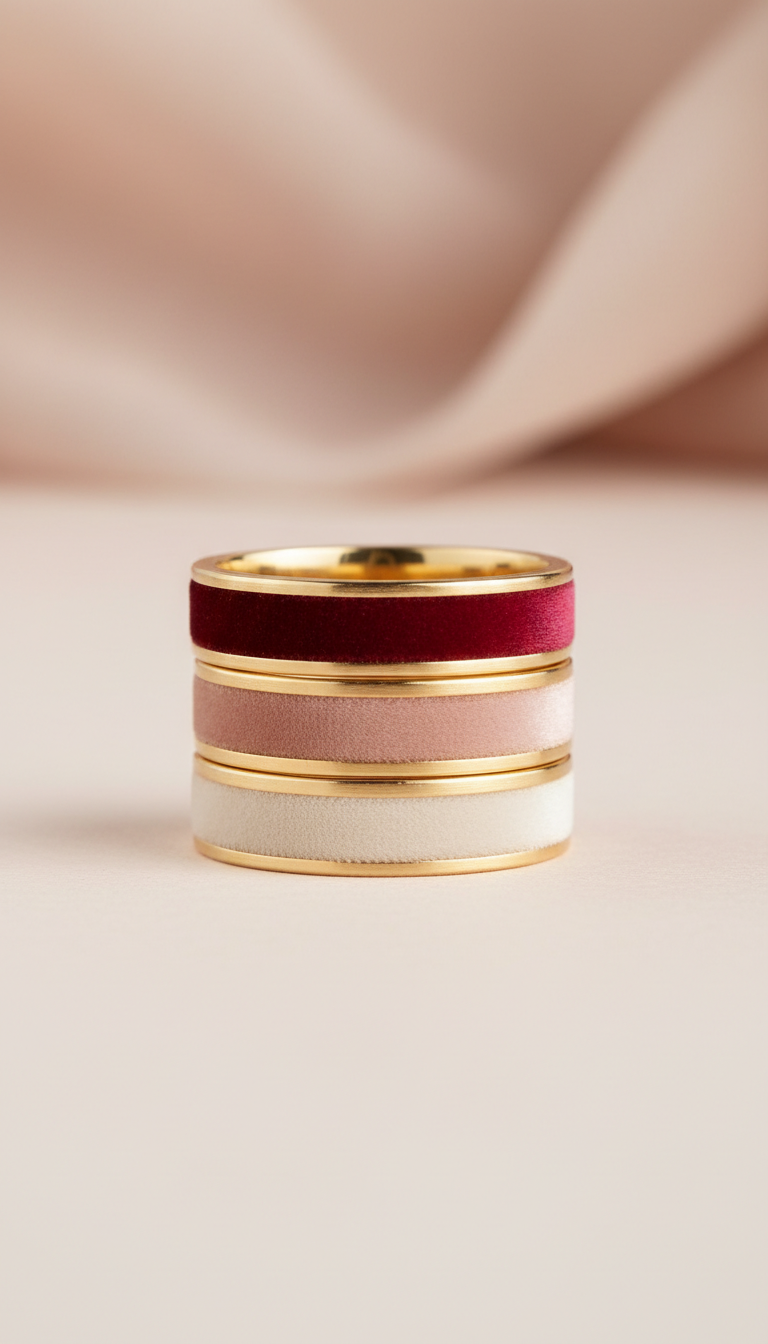 Velvet Gold Stackable Rings Set
