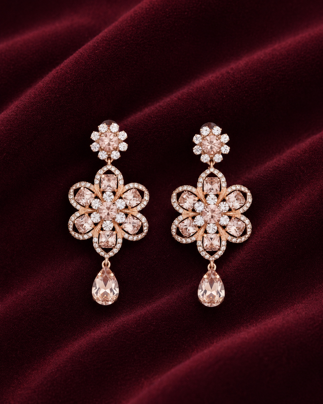 Rose Gold Crystal Earrings | Cheri